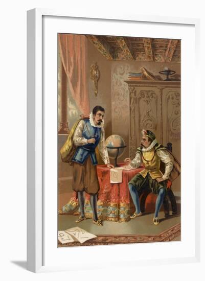 Johannes Kepler and Tycho Brahe at the Prague Observatory, C1600-null-Framed Giclee Print