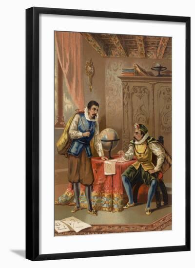 Johannes Kepler and Tycho Brahe at the Prague Observatory, C1600-null-Framed Giclee Print