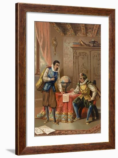 Johannes Kepler and Tycho Brahe at the Prague Observatory, C1600-null-Framed Giclee Print