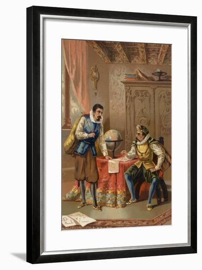Johannes Kepler and Tycho Brahe at the Prague Observatory, C1600-null-Framed Giclee Print