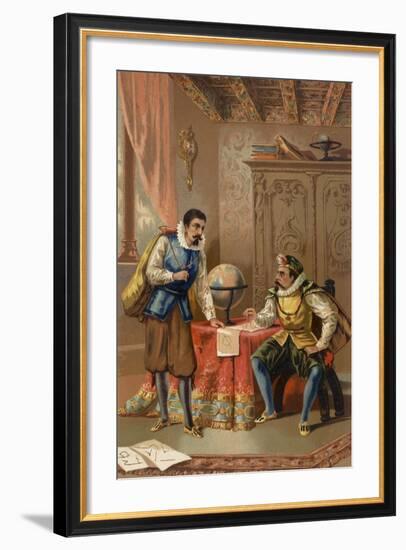 Johannes Kepler and Tycho Brahe at the Prague Observatory, C1600-null-Framed Giclee Print