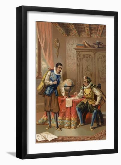 Johannes Kepler and Tycho Brahe at the Prague Observatory, C1600-null-Framed Giclee Print