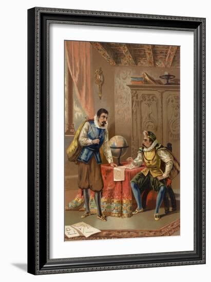 Johannes Kepler and Tycho Brahe at the Prague Observatory, C1600-null-Framed Giclee Print