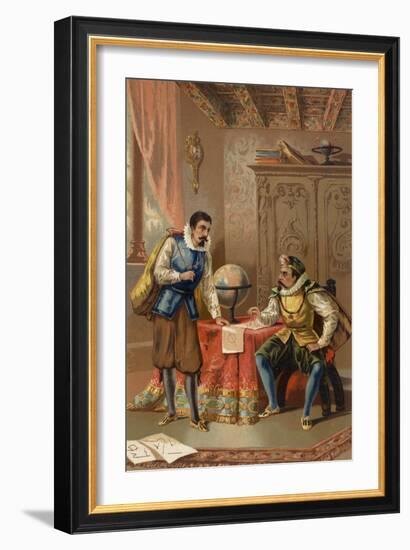 Johannes Kepler and Tycho Brahe at the Prague Observatory, C1600-null-Framed Giclee Print