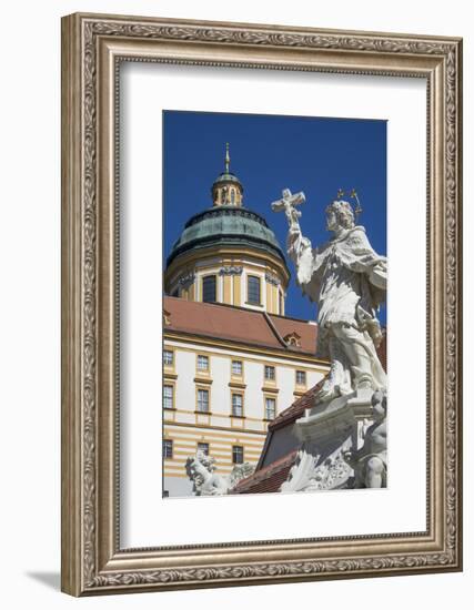Johannes Nepomuk statue and Monastery, Melk, UNESCO World Heritage Site, Lower Austria, Austria, Eu-Rolf Richardson-Framed Photographic Print