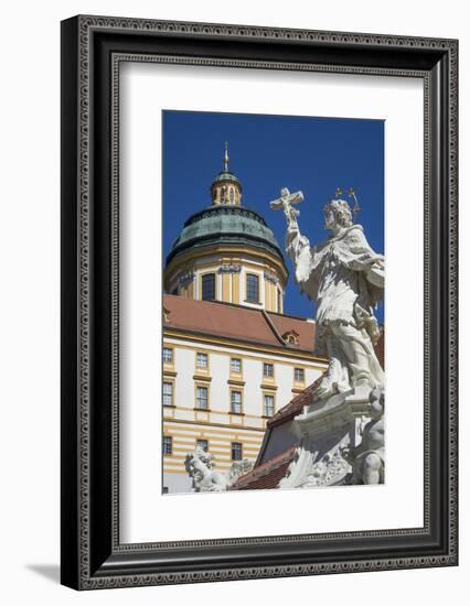Johannes Nepomuk statue and Monastery, Melk, UNESCO World Heritage Site, Lower Austria, Austria, Eu-Rolf Richardson-Framed Photographic Print