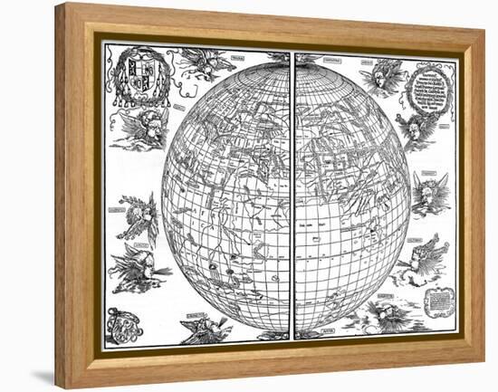Johannes Stabius Map of the World, 1515-Albrecht Durer-Framed Premier Image Canvas