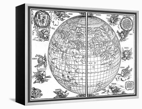 Johannes Stabius Map of the World, 1515-Albrecht Durer-Framed Premier Image Canvas