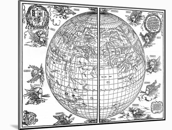 Johannes Stabius Map of the World, 1515-Albrecht Durer-Mounted Giclee Print