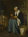 An Old Woman Seated Sewing, 1655-Johannes van der Aeck-Framed Giclee Print
