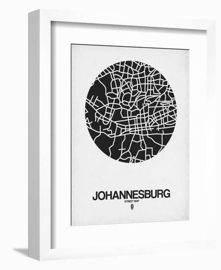 Johannesburg Street Map Black on White-NaxArt-Framed Art Print