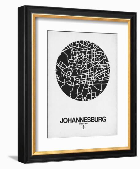 Johannesburg Street Map Black on White-NaxArt-Framed Art Print