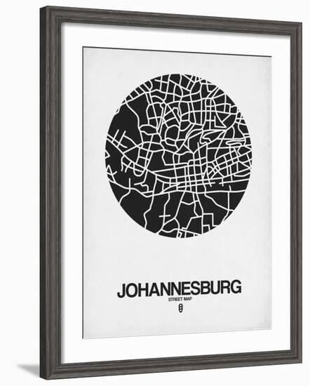 Johannesburg Street Map Black on White-NaxArt-Framed Art Print