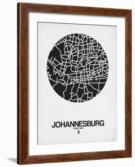 Johannesburg Street Map Black on White-NaxArt-Framed Art Print