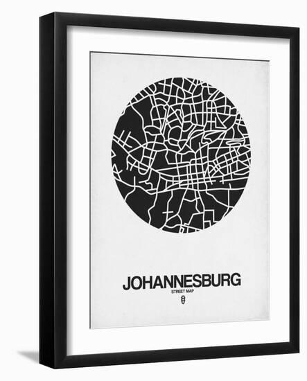 Johannesburg Street Map Black on White-NaxArt-Framed Art Print