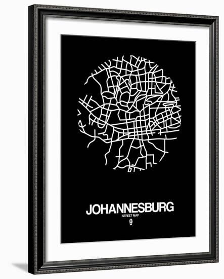 Johannesburg Street Map Black-NaxArt-Framed Art Print