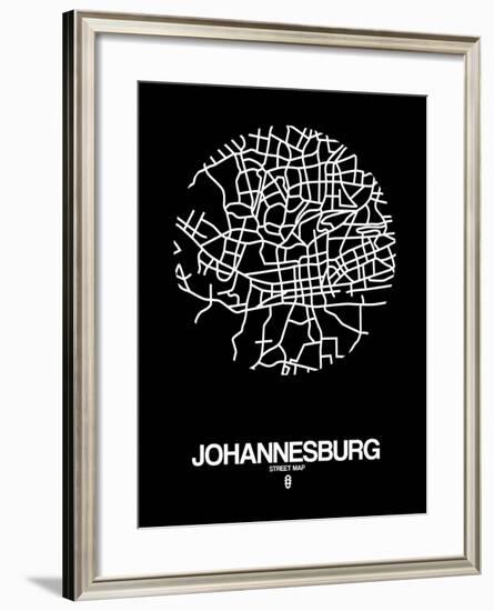 Johannesburg Street Map Black-NaxArt-Framed Art Print