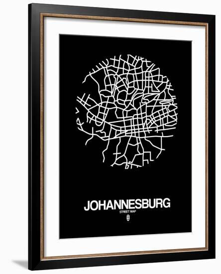 Johannesburg Street Map Black-NaxArt-Framed Art Print