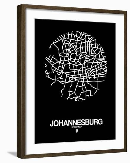 Johannesburg Street Map Black-NaxArt-Framed Art Print