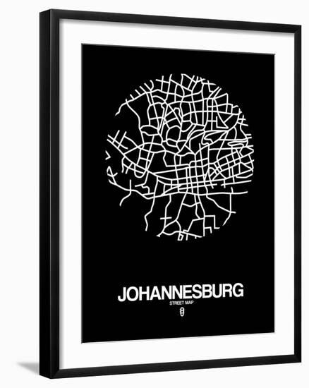 Johannesburg Street Map Black-NaxArt-Framed Art Print