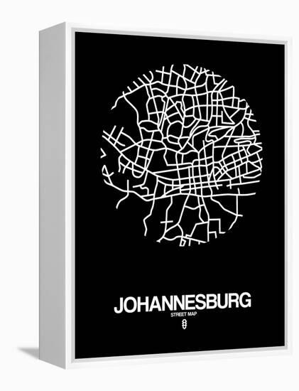 Johannesburg Street Map Black-NaxArt-Framed Stretched Canvas