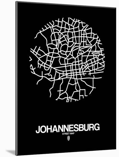Johannesburg Street Map Black-NaxArt-Mounted Art Print