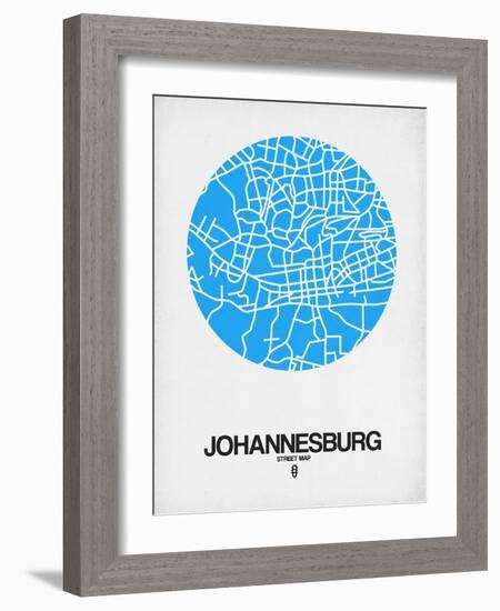 Johannesburg Street Map Blue-NaxArt-Framed Art Print