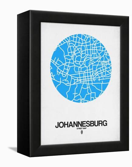 Johannesburg Street Map Blue-NaxArt-Framed Stretched Canvas