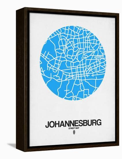 Johannesburg Street Map Blue-NaxArt-Framed Stretched Canvas