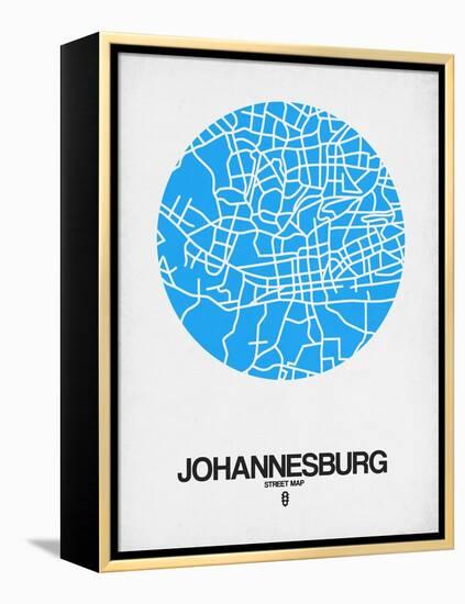 Johannesburg Street Map Blue-NaxArt-Framed Stretched Canvas