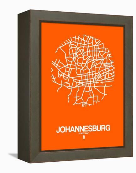 Johannesburg Street Map Orange-NaxArt-Framed Stretched Canvas