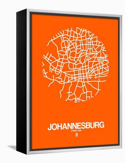 Johannesburg Street Map Orange-NaxArt-Framed Stretched Canvas