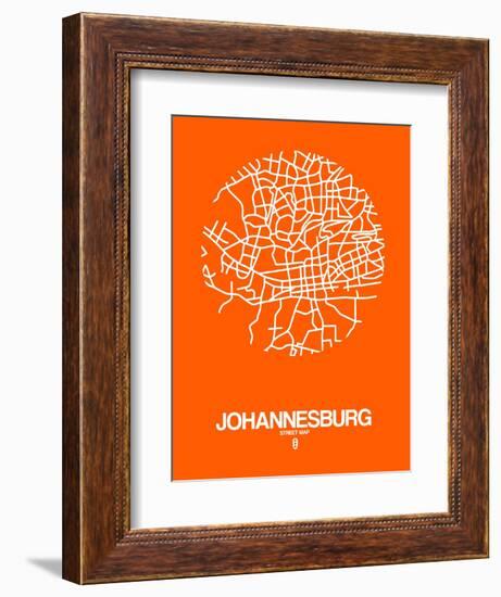 Johannesburg Street Map Orange-NaxArt-Framed Premium Giclee Print