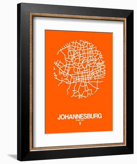 Johannesburg Street Map Orange-NaxArt-Framed Premium Giclee Print