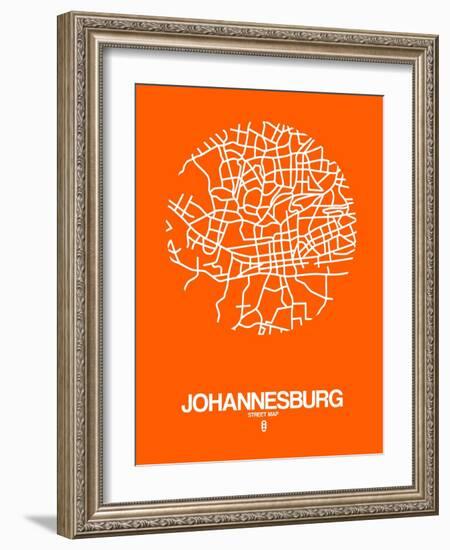 Johannesburg Street Map Orange-NaxArt-Framed Art Print