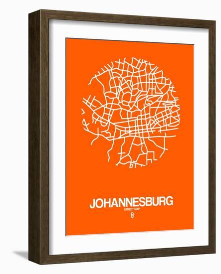 Johannesburg Street Map Orange-NaxArt-Framed Art Print