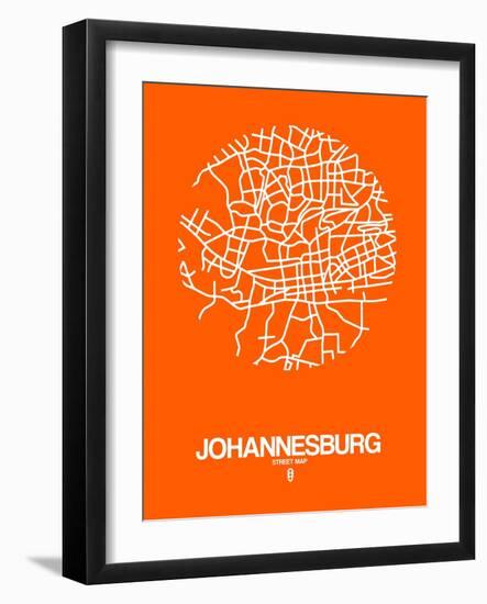 Johannesburg Street Map Orange-NaxArt-Framed Art Print