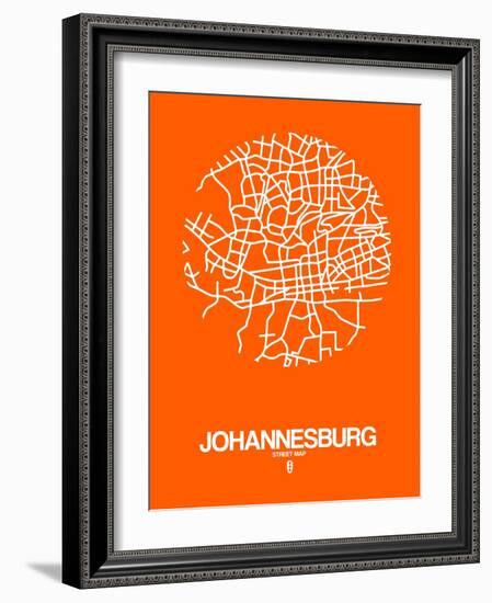 Johannesburg Street Map Orange-NaxArt-Framed Art Print