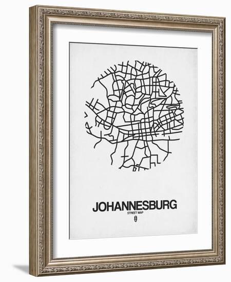 Johannesburg Street Map White-NaxArt-Framed Art Print