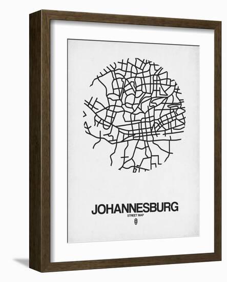 Johannesburg Street Map White-NaxArt-Framed Art Print