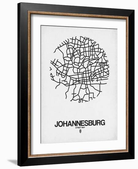 Johannesburg Street Map White-NaxArt-Framed Art Print