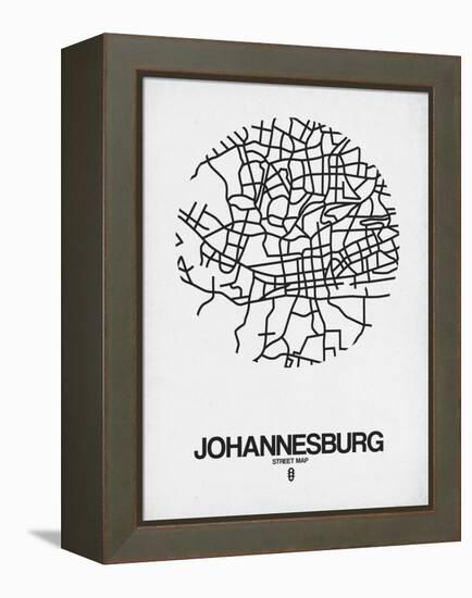 Johannesburg Street Map White-NaxArt-Framed Stretched Canvas