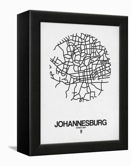 Johannesburg Street Map White-NaxArt-Framed Stretched Canvas
