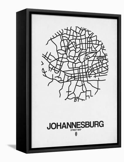 Johannesburg Street Map White-NaxArt-Framed Stretched Canvas