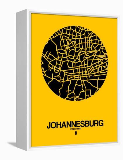 Johannesburg Street Map Yellow-NaxArt-Framed Stretched Canvas