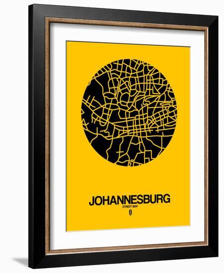 Johannesburg Street Map Yellow-NaxArt-Framed Art Print