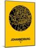 Johannesburg Street Map Yellow-NaxArt-Mounted Art Print