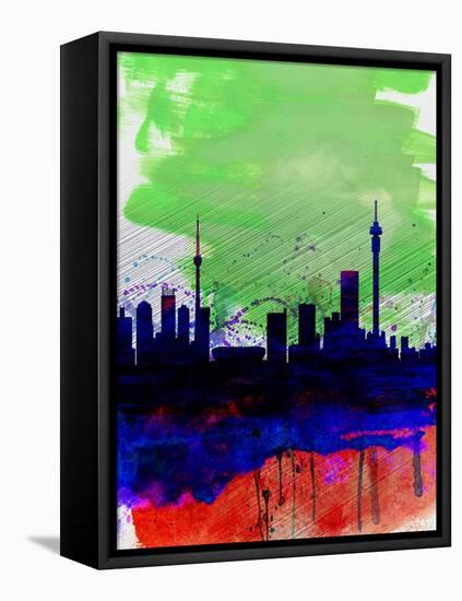 Johannesburg Watercolor Skyline-NaxArt-Framed Stretched Canvas