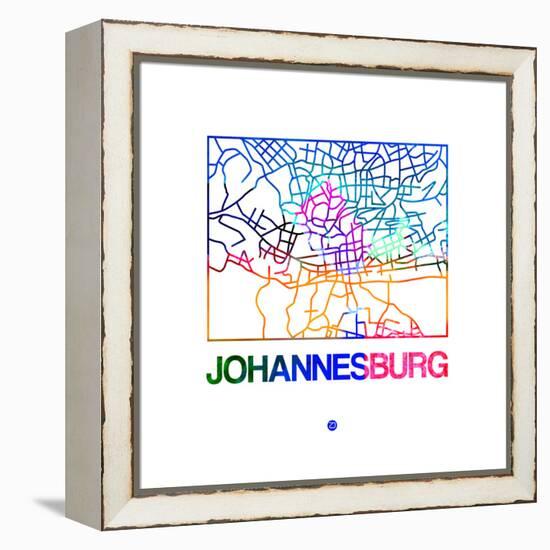 Johannesburg Watercolor Street Map-NaxArt-Framed Stretched Canvas