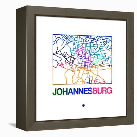Johannesburg Watercolor Street Map-NaxArt-Framed Stretched Canvas